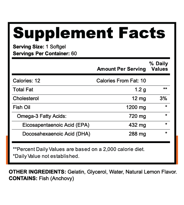 Omega-3 Fish Oil — Supplement Facts Label